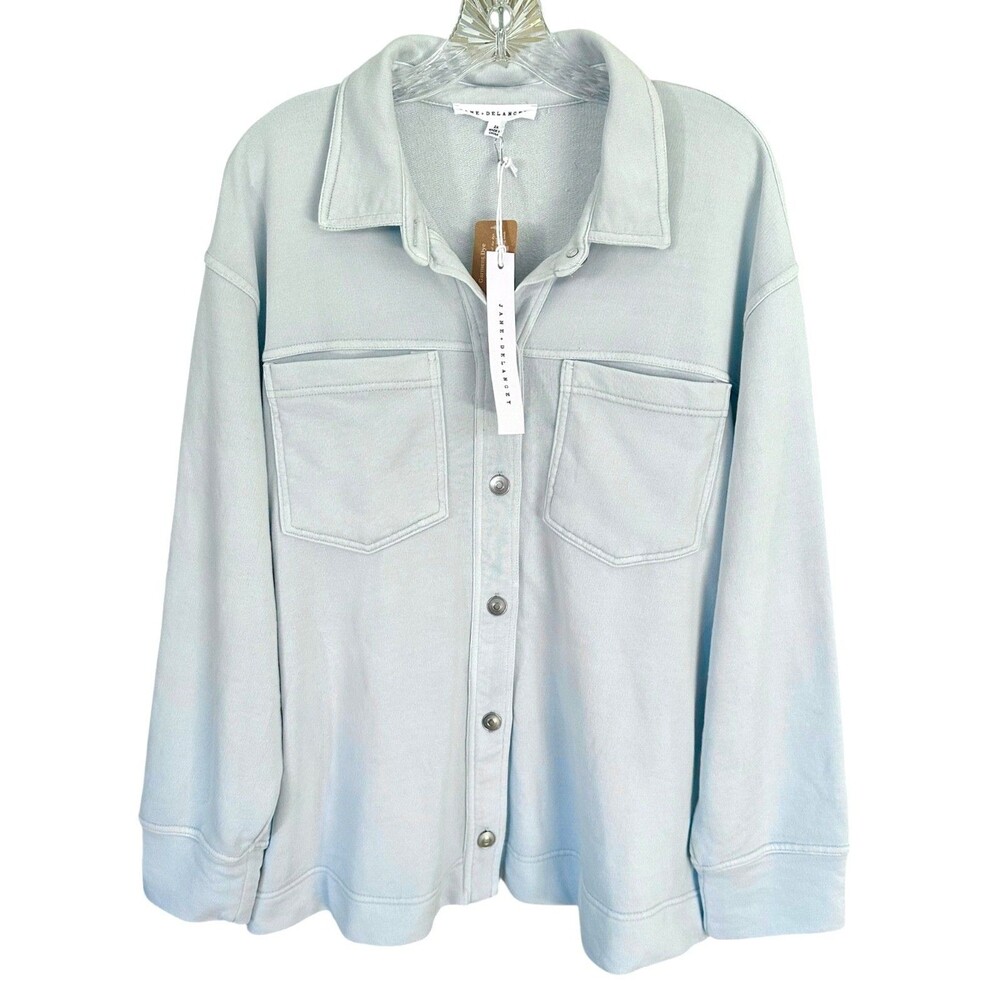 Jane & Delancey Women's Button Down Shirt Top Garment Dye Plus Size 2X Blue